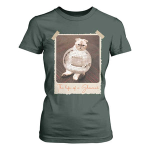 The Life Of A Showcat T Shirt For Women Funny Vintage Photo Cat Era TS10 Dark Forest Green Print Your Wear