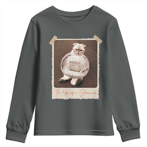 The Life Of A Showcat Youth Sweatshirt Funny Vintage Photo Cat Era TS10 Dark Heather Print Your Wear