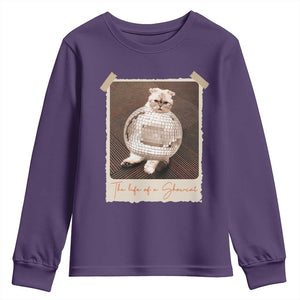The Life Of A Showcat Youth Sweatshirt Funny Vintage Photo Cat Era TS10 Purple Print Your Wear