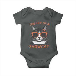 The Life Of A Showcat Baby Onesie Funny Cat Showgirl Era TS10 Dark Heather Print Your Wear