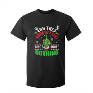 Funny Xmas T Shirt For Kid On The List Of Naughty And I Regret Nothing Christmas TS10 Black Print Your Wear