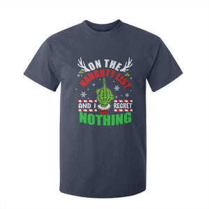 Funny Xmas T Shirt For Kid On The List Of Naughty And I Regret Nothing Christmas TS10 Navy Print Your Wear