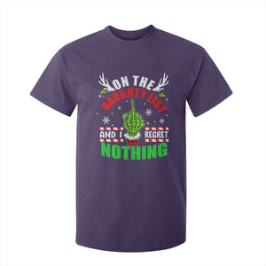 Funny Xmas T Shirt For Kid On The List Of Naughty And I Regret Nothing Christmas TS10 Purple Print Your Wear
