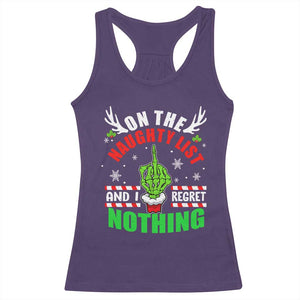 Funny Xmas Racerback Tank Top On The List Of Naughty And I Regret Nothing Christmas TS10 Purple Print Your Wear