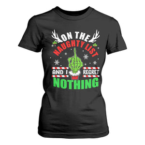 Funny Xmas T Shirt For Women On The List Of Naughty And I Regret Nothing Christmas TS10 Black Print Your Wear