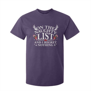 Funny Xmas T Shirt For Kid On The Naughty List And I Regret Nothing TS10 Purple Print Your Wear