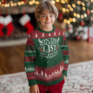 Funny Ugly Christmas Sweater On The Naughty List And I Regret Nothing TS10 Christmas Print Your Wear