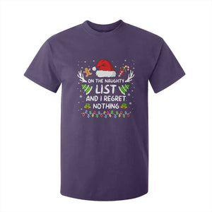 Funny Xmas T Shirt For Kid On The List Of Naughty And I Regret Nothing TS10 Purple Print Your Wear