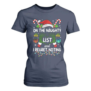 Funny Christmas T Shirt For Women On The Naughty List And I Regret Nothing TS10 Navy Print Your Wear