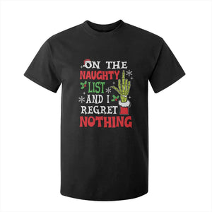 Funny Christmas T Shirt For Kid On The List Of Naughty And I Regret Nothing Xmas TS10 Black Print Your Wear