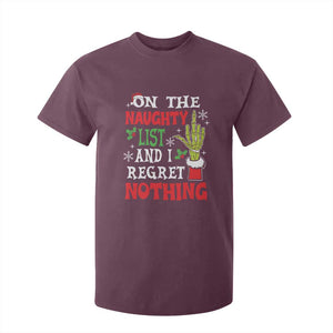 Funny Christmas T Shirt For Kid On The List Of Naughty And I Regret Nothing Xmas TS10 Maroon Print Your Wear