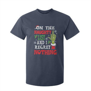Funny Christmas T Shirt For Kid On The List Of Naughty And I Regret Nothing Xmas TS10 Navy Print Your Wear