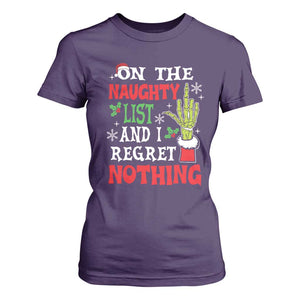Funny Christmas T Shirt For Women On The List Of Naughty And I Regret Nothing Xmas TS10 Purple Print Your Wear