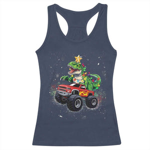 Christmas Dinosaur Monster Truck Racerback Tank Top TS10 Navy Print Your Wear