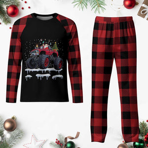 Santa Monster Truck Plaid Pajama Set American Offroad Xmas Boys Kids Toddler Youth TS10 Buffalo Plaid Print Your Wear