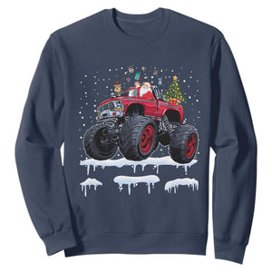 Christmas Santa Monster Truck Sweatshirt American Offroad Xmas Boys Kids Toddler Youth TS10 Navy Print Your Wear