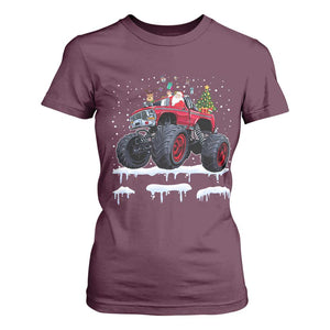 Christmas Santa Monster Truck T Shirt For Women American Offroad Xmas Boys Kids Toddler Youth TS10 Maroon Print Your Wear