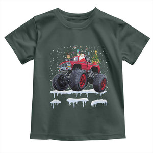 Christmas Santa Monster Truck Toddler T Shirt American Offroad Xmas Boys Kids Toddler Youth TS10 Dark Forest Green Print Your Wear