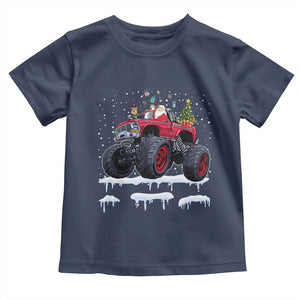 Christmas Santa Monster Truck Toddler T Shirt American Offroad Xmas Boys Kids Toddler Youth TS10 Navy Print Your Wear