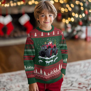 Santa Monster Truck Ugly Christmas Sweater American Offroad Xmas Boys Kids Toddler Youth TS10 Christmas Print Your Wear