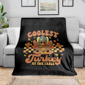 Thanksgiving Kids Throw Blanket Coolest Turkey At The Table Boys Toddler Youth TS10 Print Your Wear