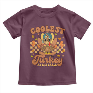 Thanksgiving Kids Baby Shirt Coolest Turkey At The Table Boys Toddler Youth TS10 Maroon Print Your Wear