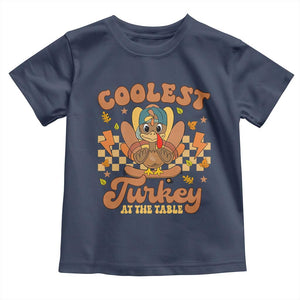 Thanksgiving Kids Baby Shirt Coolest Turkey At The Table Boys Toddler Youth TS10 Navy Print Your Wear