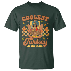 Thanksgiving Kids T Shirt Coolest Turkey At The Table Boys Toddler Youth TS10 Dark Forest Green Print Your Wear