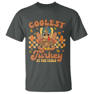 Thanksgiving Kids T Shirt Coolest Turkey At The Table Boys Toddler Youth TS10 Dark Heather Print Your Wear