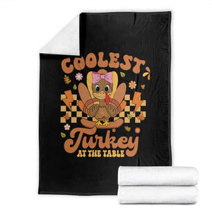 Thanksgiving Kids Throw Blanket Coolest Turkey At The Table Girls Toddler Youth TS10 Black Print Your Wear