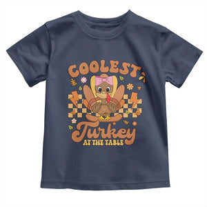 Thanksgiving Kids Baby Shirt Coolest Turkey At The Table Girls Toddler Youth TS10 Navy Print Your Wear