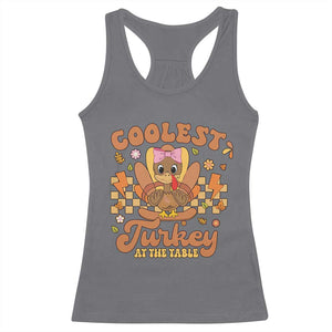 Thanksgiving Kids Racerback Tank Top Coolest Turkey At The Table Girls Toddler Youth TS10 Charcoal Print Your Wear