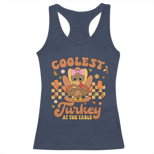 Thanksgiving Kids Racerback Tank Top Coolest Turkey At The Table Girls Toddler Youth TS10 Navy Print Your Wear