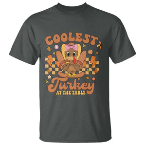 Thanksgiving Kids T Shirt Coolest Turkey At The Table Girls Toddler Youth TS10 Dark Heather Print Your Wear