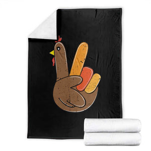 Thanksgiving Throw Blanket Peace Sign Turkey Hand Cool Thanksgiving Hippie TS10 Black Print Your Wear