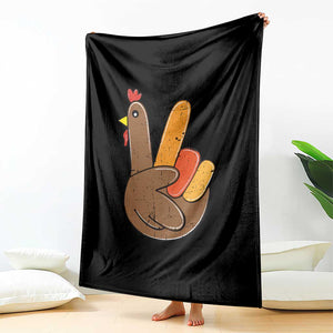 Thanksgiving Throw Blanket Peace Sign Turkey Hand Cool Thanksgiving Hippie TS10 Print Your Wear