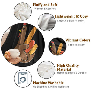 Thanksgiving Throw Blanket Peace Sign Turkey Hand Cool Thanksgiving Hippie TS10 Print Your Wear