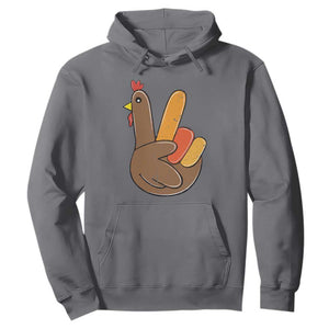 Thanksgiving Hoodie Peace Sign Turkey Hand Cool Thanksgiving Hippie TS10 Charcoal Print Your Wear