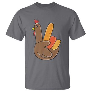 Thanksgiving T Shirt Peace Sign Turkey Hand Cool Thanksgiving Hippie TS10 Charcoal Print Your Wear