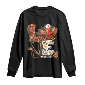 Thanksgiving Nurse Life Long Sleeve Shirt Love Turkey Fall TS10 Black Print Your Wear