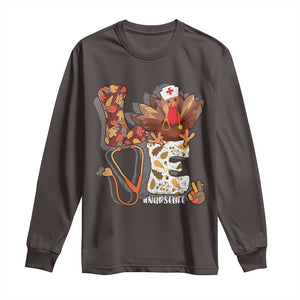 Thanksgiving Nurse Life Long Sleeve Shirt Love Turkey Fall TS10 Dark Chocolate Print Your Wear