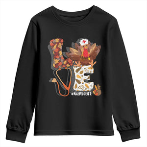 Thanksgiving Nurse Life Youth Sweatshirt Love Turkey Fall TS10 Black Print Your Wear