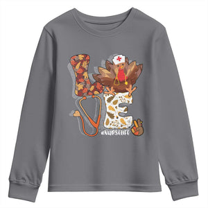Thanksgiving Nurse Life Youth Sweatshirt Love Turkey Fall TS10 Charcoal Print Your Wear