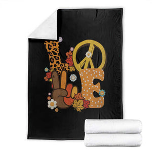 Thanksgiving Throw Blanket Peace Sign Love Turkey Hand TS10 Black Print Your Wear