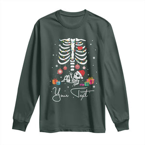 Personalized Pregnancy Announcement Long Sleeve Shirt Custom Name Maternity Christmas Skeleton Baby Monster Mom To Be Tee TS10 Dark Forest Green Print Your Wear