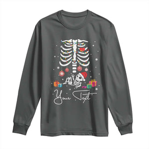 Personalized Pregnancy Announcement Long Sleeve Shirt Custom Name Maternity Christmas Skeleton Baby Monster Mom To Be Tee TS10 Dark Heather Print Your Wear