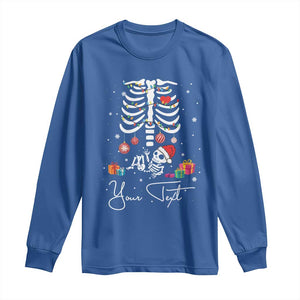 Personalized Pregnancy Announcement Long Sleeve Shirt Custom Name Maternity Christmas Skeleton Baby Monster Mom To Be Tee TS10 Royal Blue Print Your Wear