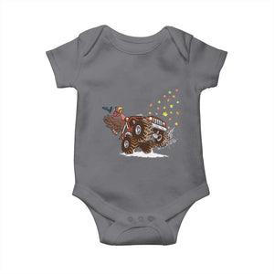 Thanksgiving Turkey Baby Onesie Riding Monster Truck Boys Kids TS10 Charcoal Print Your Wear
