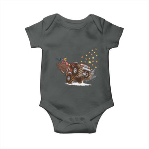 Thanksgiving Turkey Baby Onesie Riding Monster Truck Boys Kids TS10 Dark Heather Print Your Wear