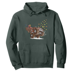 Thanksgiving Turkey Hoodie Riding Monster Truck Boys Kids TS10 Dark Forest Green Print Your Wear